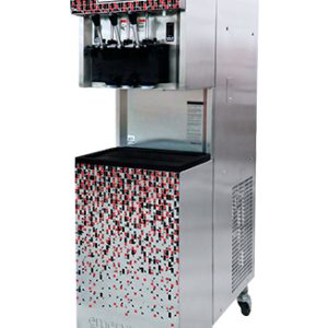 Máquina de helado suave Emerymark EMS-40 de 40 litros por hora con 3 sabores.